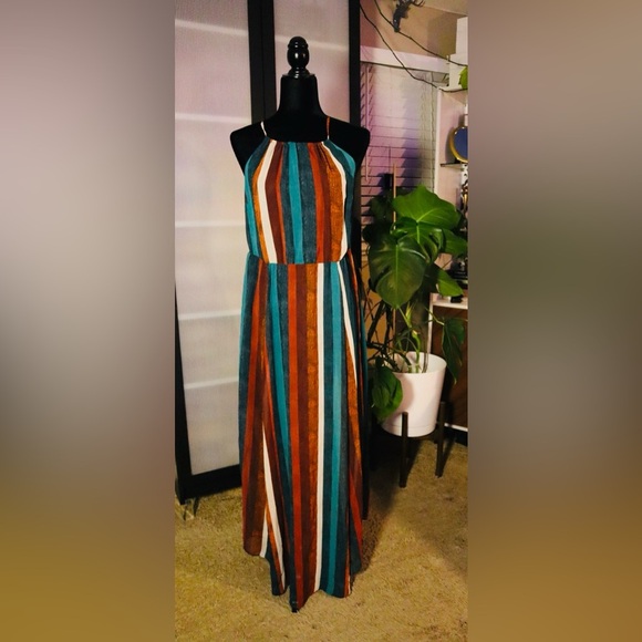 Colorful Striped Maxi Dress - Picture 1 of 6